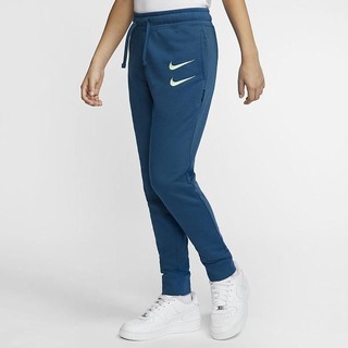 Pantaloni Nike Sportswear Swoosh French Terry Baieti Albastri | ACBL-96703